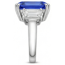 natural radiant sapphire 5ct ring profile view