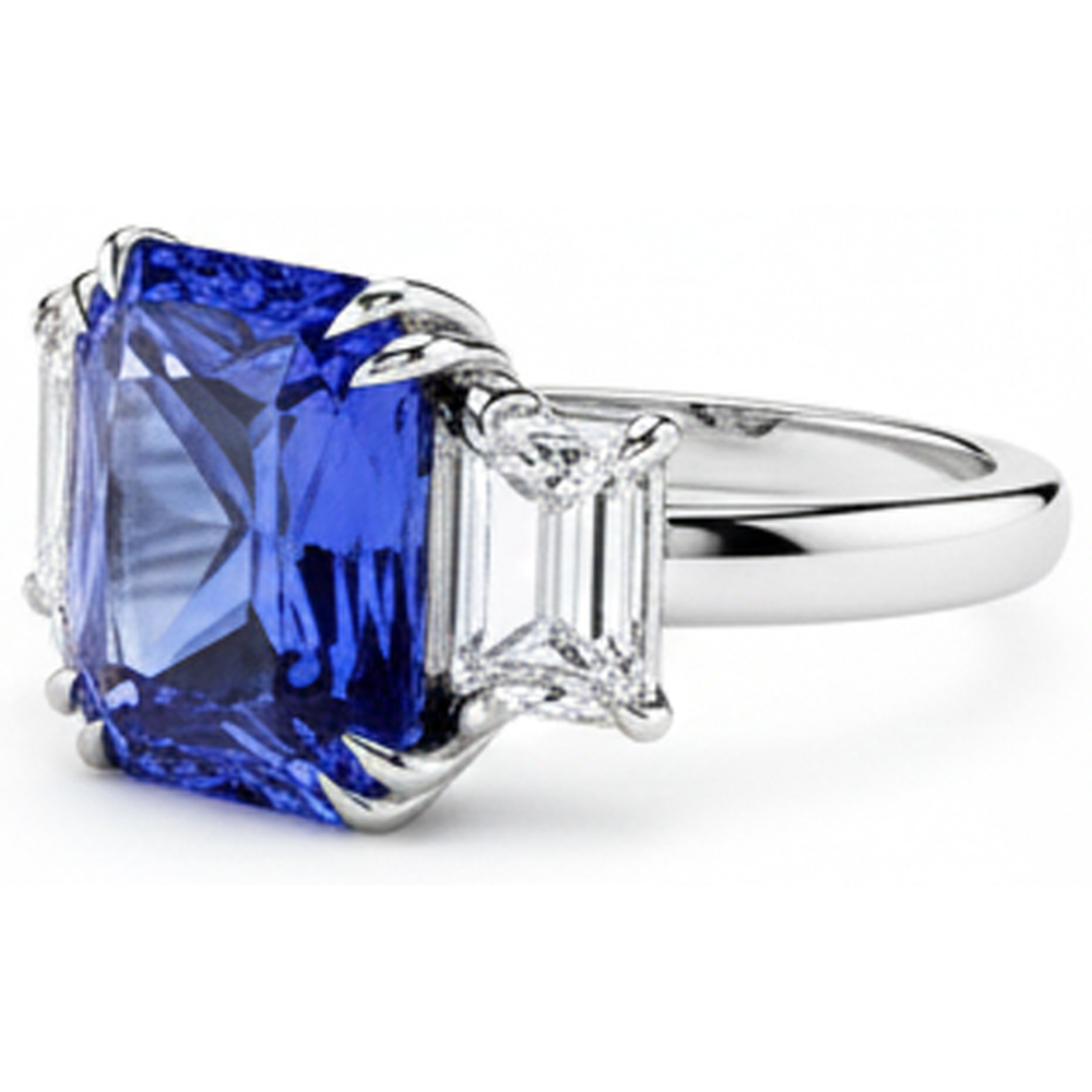 natural radiant sapphire 5ct ring top view