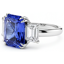 natural radiant sapphire 5ct ring top view