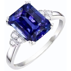Natural Sapphire Ring 3ct - White Gold 14K