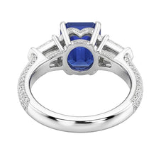 Emerald Natural Earth Mined Diamond Ring Vintage Style Sapphire Baguette Sides 3.50 Carats