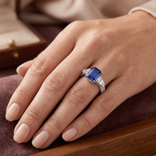 Emerald Natural Earth Mined Diamond Ring Vintage Style Sapphire Baguette Sides 3.50 Carats