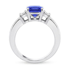 Emerald Natural Earth Mined Diamond & Sapphire Ring 3 Stone Style 4.50 Carats Channel Set