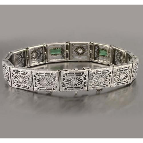 Emerald Real Diamond Baguette Cut Bracelet 4.05 Carats New