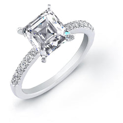 Emerald & Round 3.70 Carats Natural Earth Mined Diamond Anniversary Ring White Gold 14K