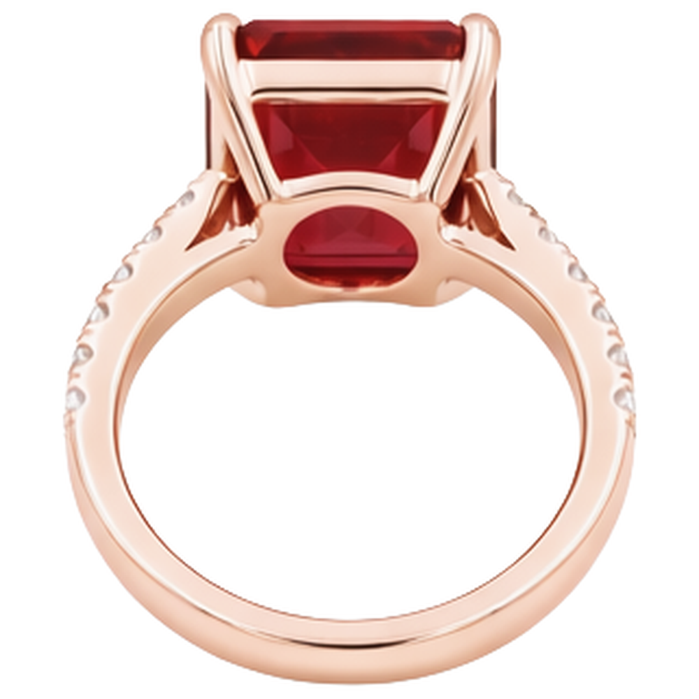natural round ruby 11.25ct ring profile view