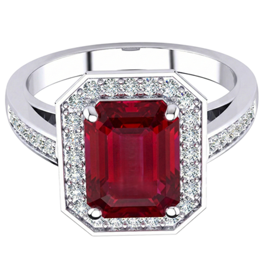 Emerald Ruby Natural Earth Mined Diamond Ring 11 Carats White Gold 14K Prong Set Jewellery