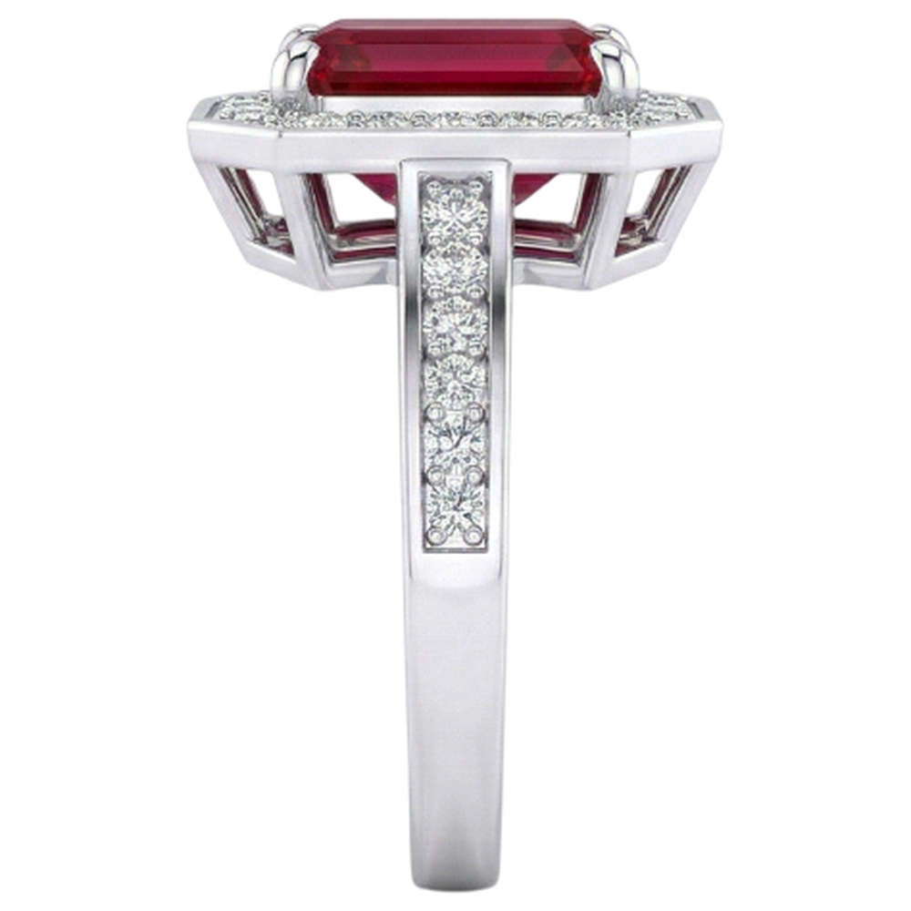 Emerald Ruby Natural Earth Mined Diamond Ring 11 Carats White Gold 14K Prong Set Jewellery