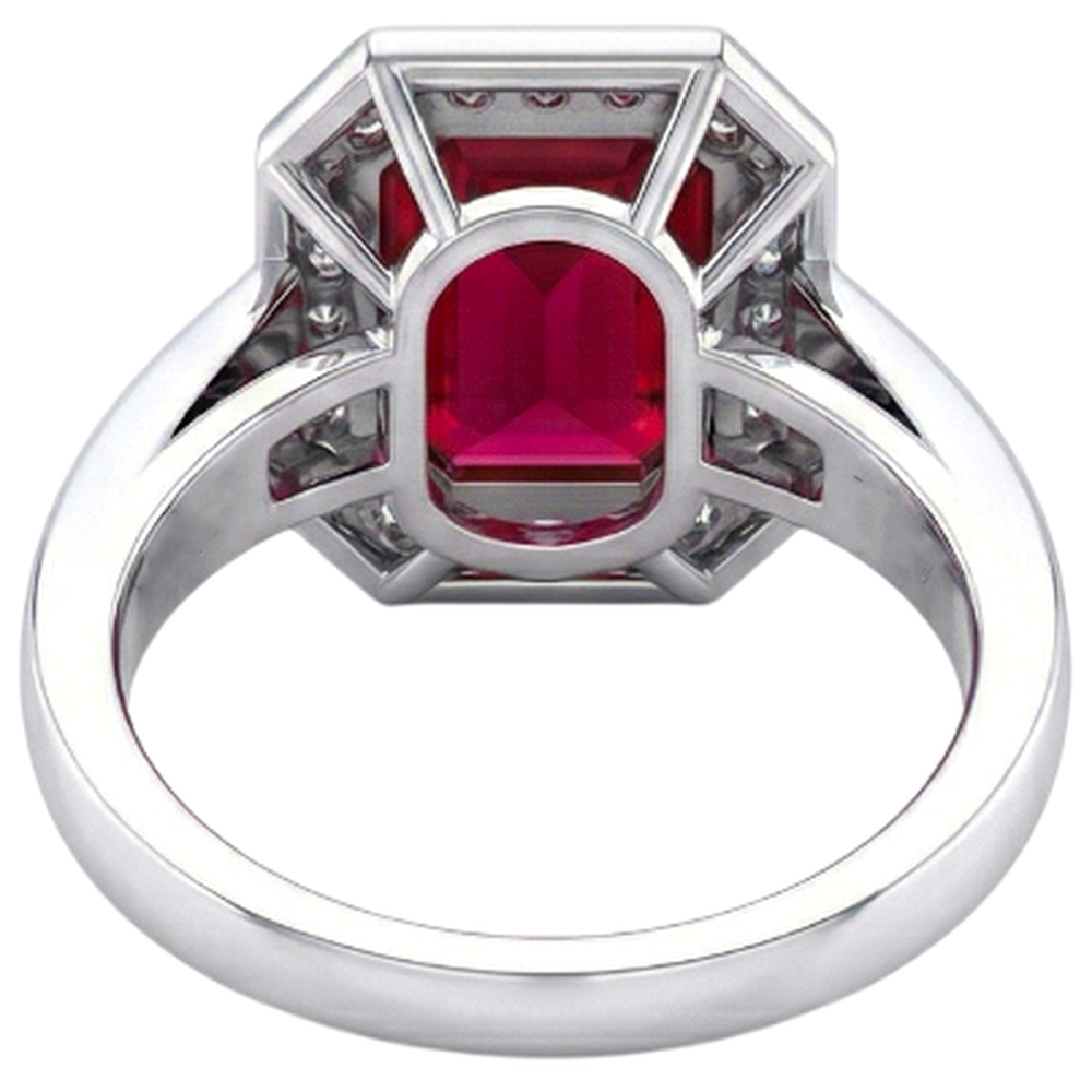 Emerald Ruby Natural Earth Mined Diamond Ring 11 Carats White Gold 14K Prong Set Jewellery