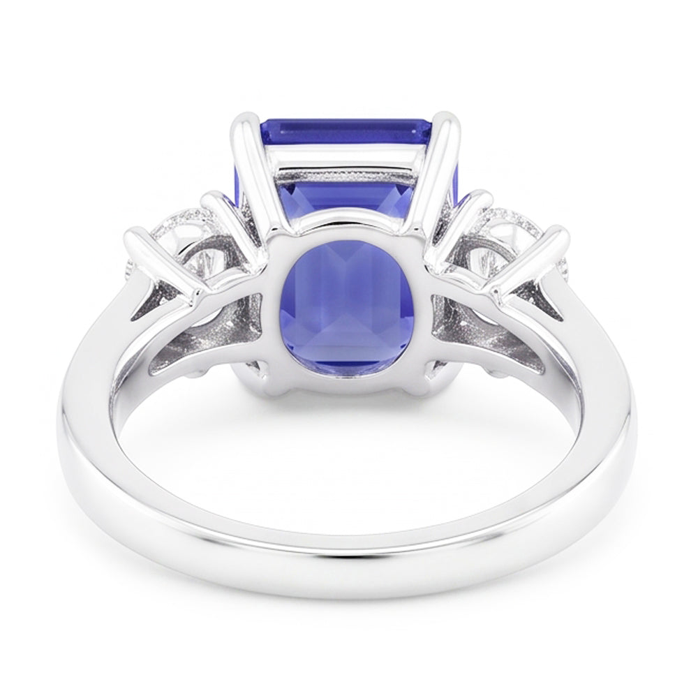 Emerald Sapphire 3 Stone Wedding Ring 5 Carats Round Natural Earth Mined Diamonds Jewellery