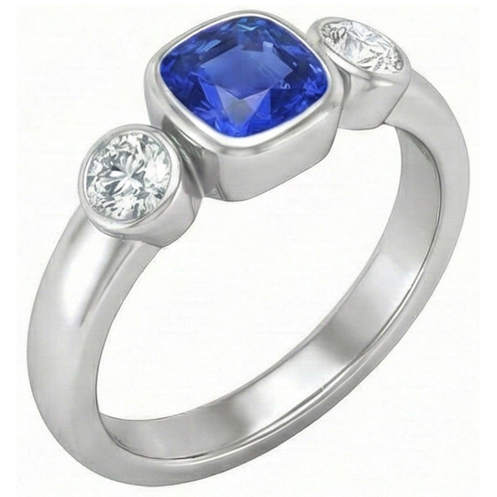 natural emerald sapphire 1.50ct watch front view