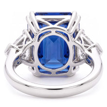 Emerald Sapphire Gemstone Ring 4 Carats Trillion Natural Earth Mined Diamonds 3 Stone Gold