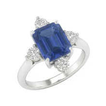 natural emerald sapphire 2ct ring top view