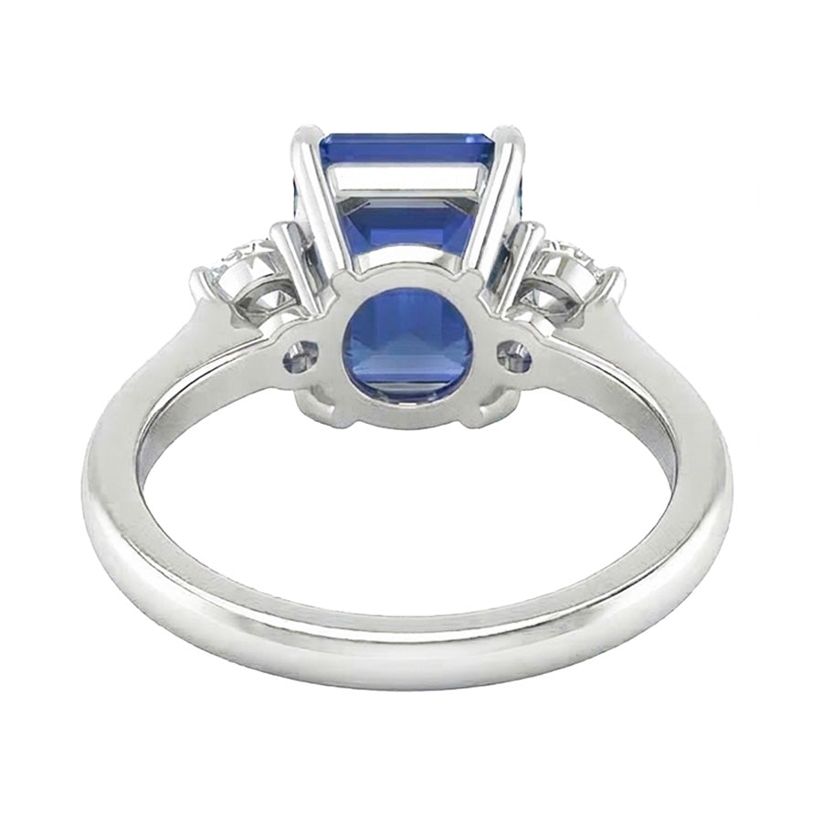 natural emerald sapphire 2ct ring profile view