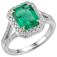 Fine Emerald Gemstone Ring 2-ct 14 Karat Two Tone Gold – side view