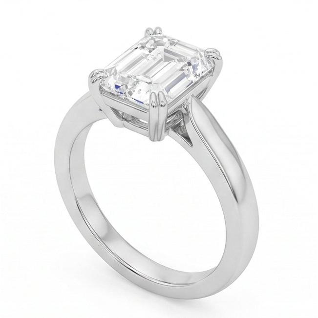Emerald Shape Natural Earth Mined Diamond Solitaire Ring