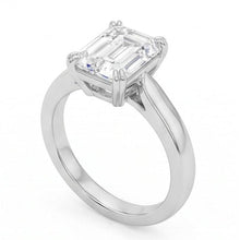 Emerald Shape Natural Earth Mined Diamond Solitaire Ring