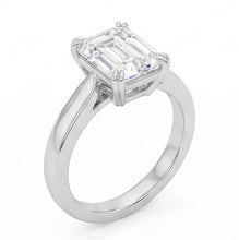 Emerald Shape Natural Earth Mined Diamond Solitaire Ring