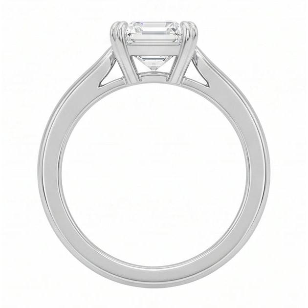 Emerald Shape Natural Earth Mined Diamond Solitaire Ring
