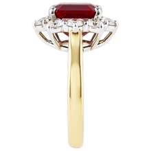 Emerald Shape Red Ruby With Round Natural Earth Mined Diamonds Ring 7.45 Carats Gold