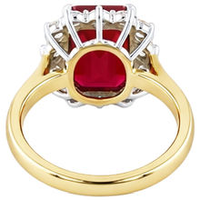 Emerald Shape Red Ruby With Round Natural Earth Mined Diamonds Ring 7.45 Carats Gold