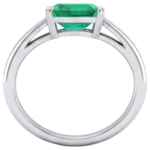 Emerald Precious Stone Ring 4-ct 14K Two Tone Gold – profile view