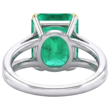 Precious Stone Ring 14K Two Tone Gold with Emerald – top view