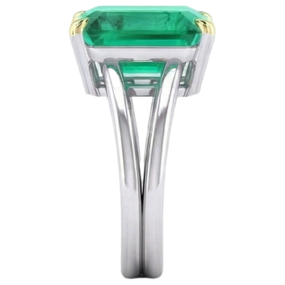 Step Cut Emerald ring in 14K Two Tone Gold – angle view