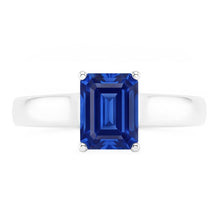 Emerald Solitaire 2 Carats White Gold Ceylon Sapphire Ring