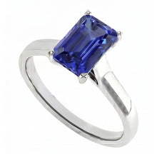 Emerald Solitaire 2 Carats White Gold Ceylon Sapphire Ring