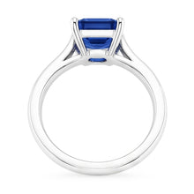 Emerald Solitaire 2 Carats White Gold Ceylon Sapphire Ring