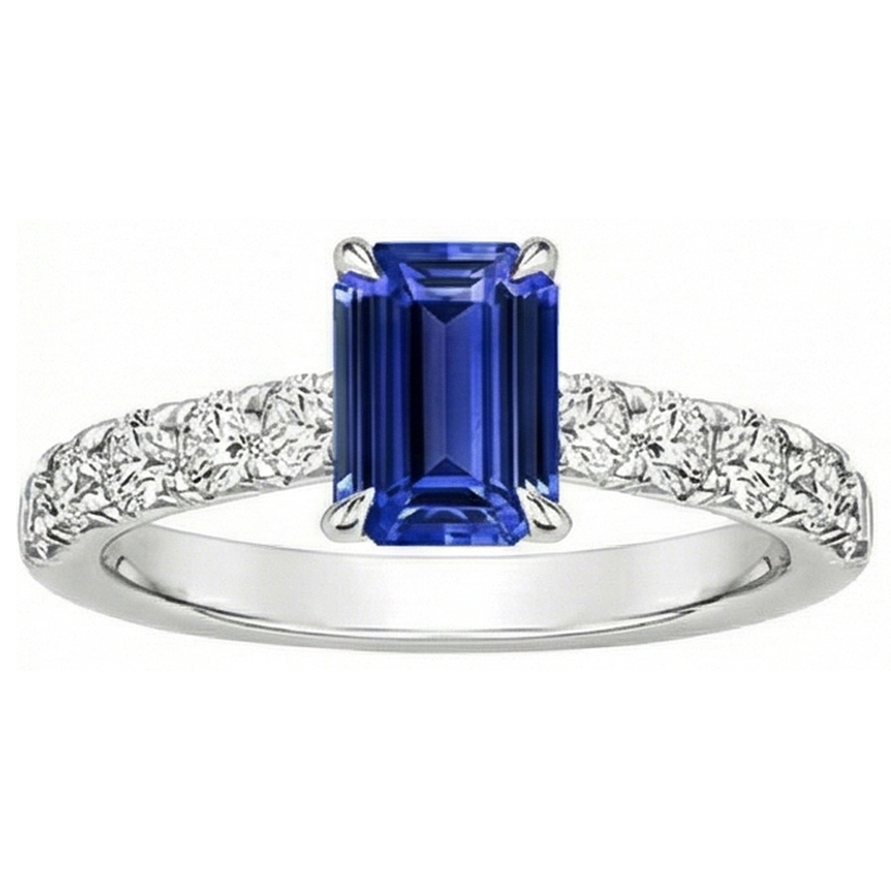 natural emerald sapphire 4.25ct ring close up detail