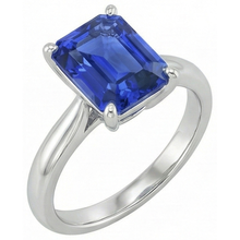Emerald Solitaire Blue Sapphire Ring 2.50 Carats Ladies Jewellery