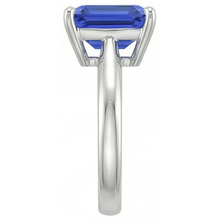 Emerald Solitaire Blue Sapphire Ring 2.50 Carats Ladies Jewellery