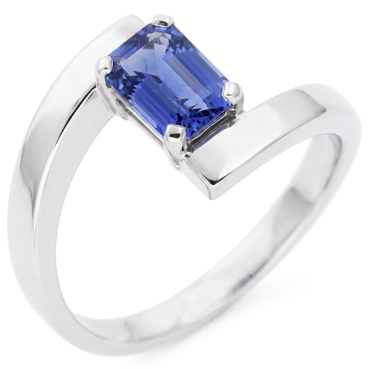 Emerald Solitaire Ceylon Sapphire Ring Tension Style 1.50 Carats