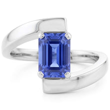 Emerald Solitaire Ceylon Sapphire Ring Tension Style 1.50 Carats