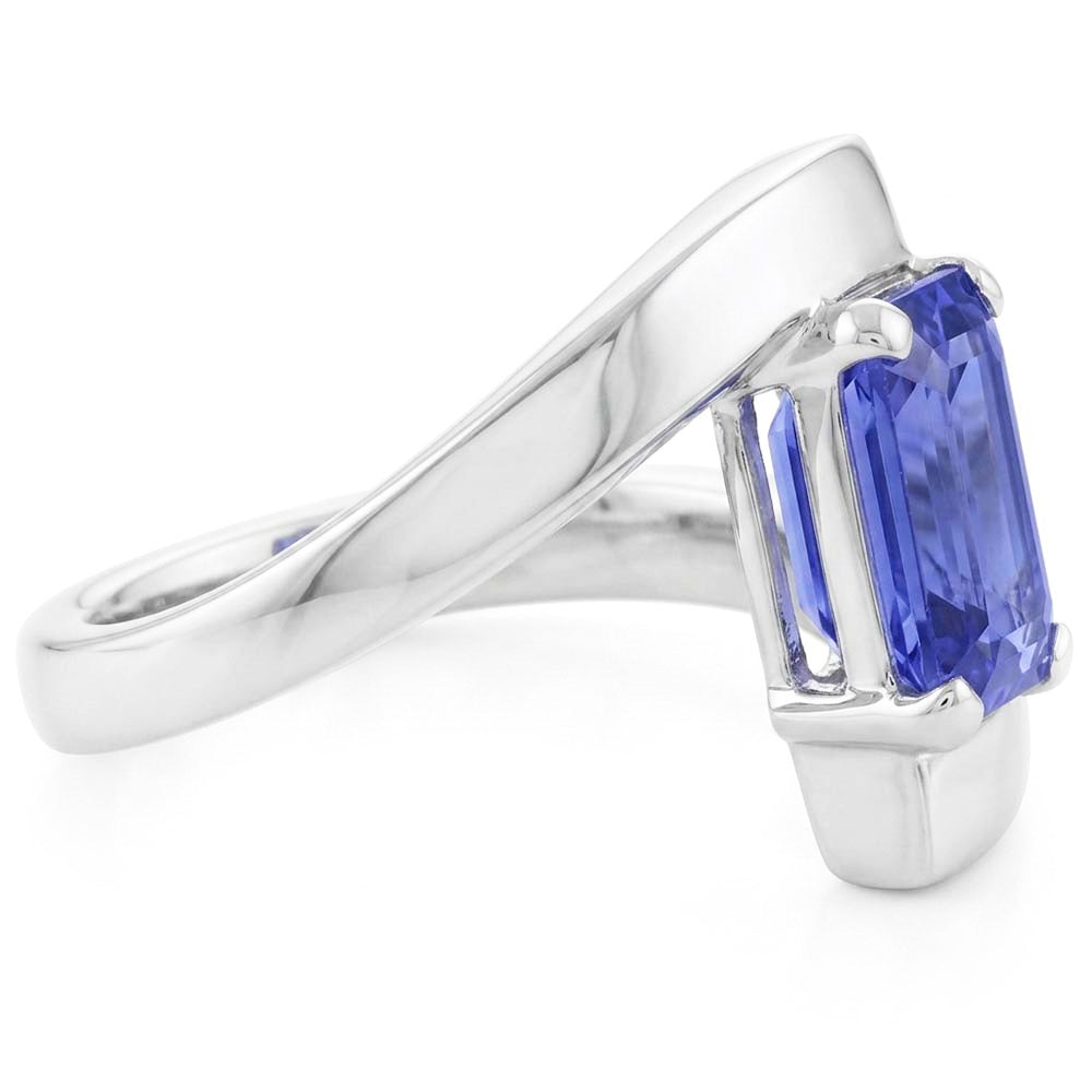 Emerald Solitaire Ceylon Sapphire Ring Tension Style 1.50 Carats