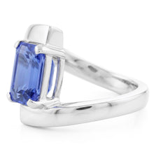 Emerald Solitaire Ceylon Sapphire Ring Tension Style 1.50 Carats