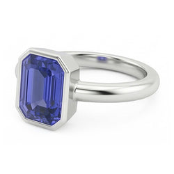 Emerald Solitaire Ring Bezel Set Sri Lankan Sapphire 1.50 Carats