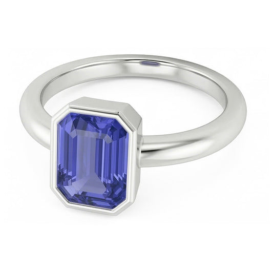 Emerald Solitaire Ring Bezel Set Sri Lankan Sapphire 1.50 Carats