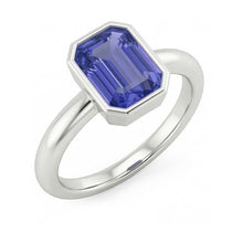 Emerald Solitaire Ring Bezel Set Sri Lankan Sapphire 1.50 Carats