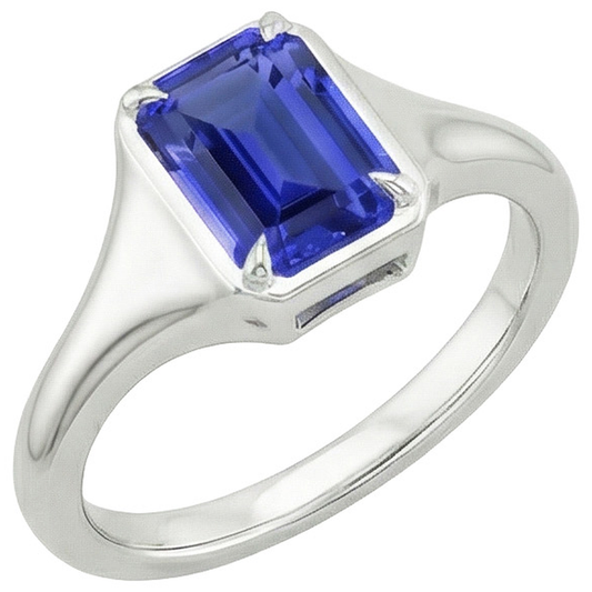 Emerald Solitaire Ring Sri Lankan Sapphire 3 Carats