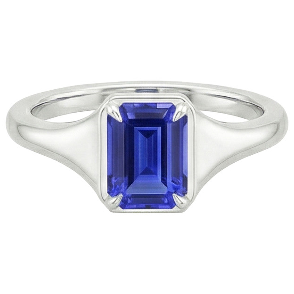 Emerald Solitaire Ring Sri Lankan Sapphire 3 Carats