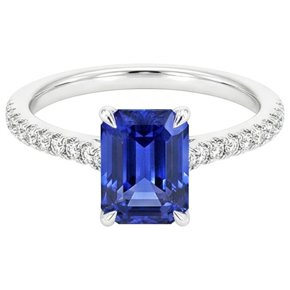 natural emerald sapphire 4ct ring on white background