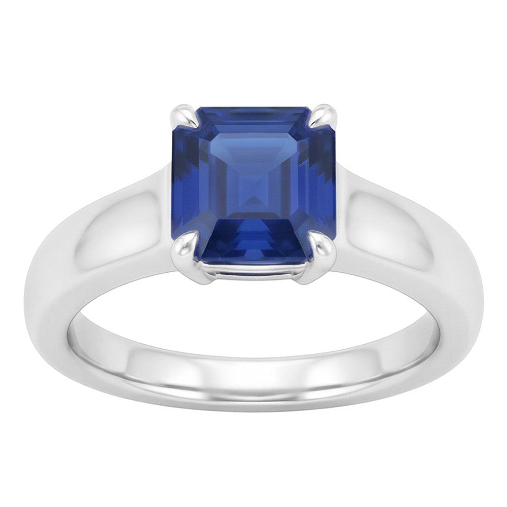 Emerald Solitaire Sapphire Engagement Ring Set 1 Carat White Gold Band