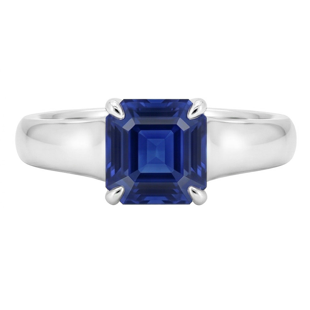 Emerald Solitaire Sapphire Engagement Ring Set 1 Carat White Gold Band