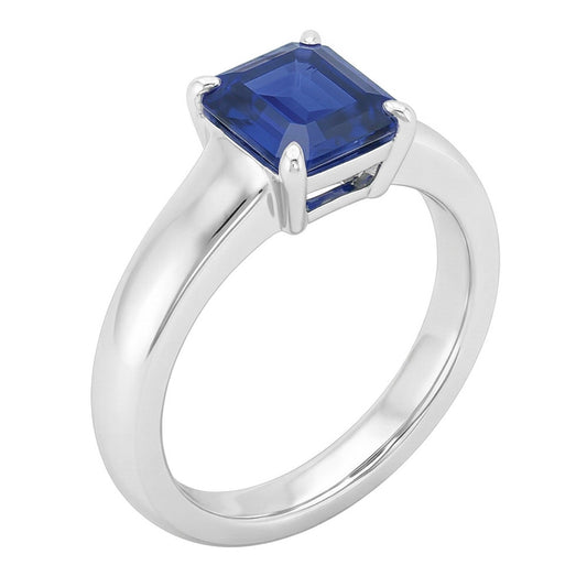 Emerald Solitaire Sapphire Engagement Ring Set 1 Carat White Gold Band
