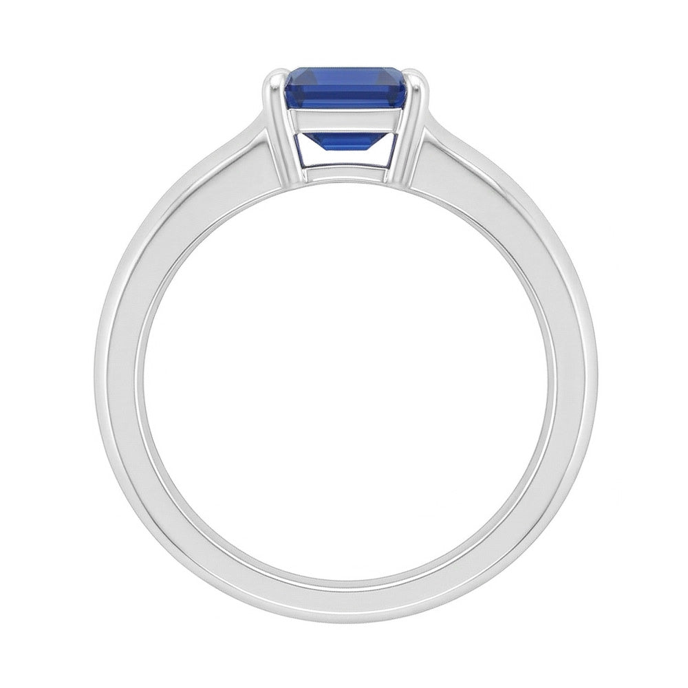 Emerald Solitaire Sapphire Engagement Ring Set 1 Carat White Gold Band