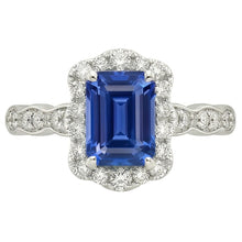 Emerald Solitaire Sapphire Ring With Accents Flower Style 3 Carats