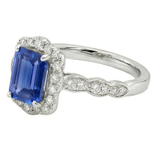 Emerald Solitaire Sapphire Ring With Accents Flower Style 3 Carats